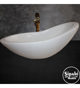 Sipahi Marble Kristal Beyaz Gondol Dizayn Lavabo