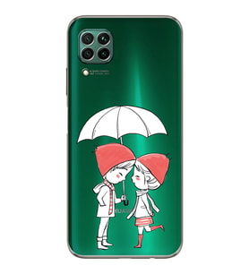 Huawei P40 Lite Uyumlu Kamera korumalı Kapak Aşk Tasarımlı  Şeffaf Kılıf