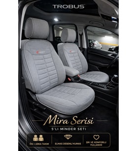 Seat Ibiza 2008 ve Sonrası Uyumlu Mira Serisi Gri 5'li Oto Koltuk Minderi