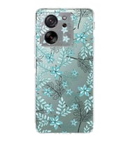 PrintiFy Xiaomi Mi 13T Pro Uyumlu Kamera Korumalı Floral Su Yeşili Tasarımlı Şeffaf Silikon Kılıf