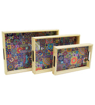 Lunaev 3 Boy Ahşap Tepsi Desenli Zemin 16X26 - 21X31 - 24X34CM
