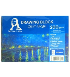 SÜDOR MN25-3 MONA LISA SPİRALLİ RESİM DEFTERİ - ÇİZİM BLOĞU 35x50cm 200gr. 15YP.