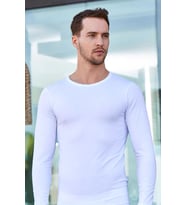 Berrak Erkek Badi Uzun Kol Bisiklet Yaka Atlet 3'Lü Paket - 1025 (Beyaz)