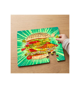 Bol Malzemeli Hamburger Tasarımlı 24 Parça Ahşap Çocuk Puzzle MPK0628