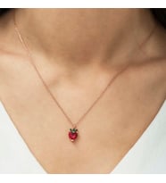 ?Gümüş Rose Çilek Figür Meyve Kolye
