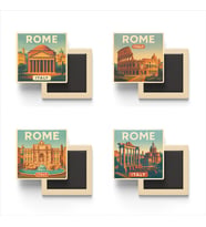 Roma İtalya - 4 adet - 9x9 cm Buzdolap Magneti