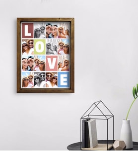 BK Gift Kişiye Özel Love Temalı Doğal Masif Ahşap Çerçeveli Tablo 45x65cm-1