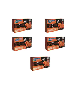 Dolphin Nitril PowerGrip Ekstra Kalın Elmas Dokulu Eldiven Turuncu Large Büyük Boy - 50'li 5 Paket