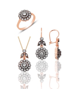 Söğütlü Silver Gümüş elmas möntürlü üçlü set