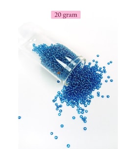 Dökme Cam Kum Boncuk (11/0) 2 mm - 20 Gram - Şeffaf Mavi - BNC007