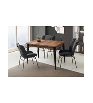 Ahşap Salon Yemek Masa Sandalye Takımı 4 Yonca Sandalyeli Yandan Açılır Büyüyen Ceviz 110x70cm