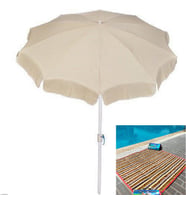 Zeycamping Plaj, Deniz, Bahçe, Balkon, Teras Şemsiyesi 200 cm kalın kumaş + TAŞIMA ÇANTASI +2x1.5 çantalı hasır (Krem)