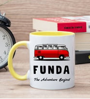 Kişiye Özel Vosvos Minibüs Tasarımlı Sarı Kupa Bardak