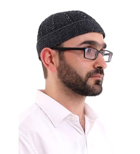 Füme Katlamalı Çift Renk Kışlık Kadife Takke (Karışık)