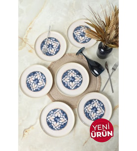 Keramika Wave Flow Nordic Pasta Tabağı 22 Cm 6 Adet 22748 (Çok Renkli)