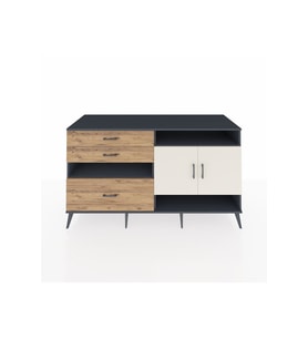 Kronos Konsol 4 Raflı 3 Çekmeceli 2 Kapaklı 176x59x99 Antrasit-Aytaşı/Çam