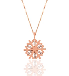 Söğütlü Silver Gümüş rose zirkon taşlı sade kartanesi kolye