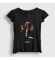 Presmono Kadın Siyah Band V2 Led Zeppelin T-Shirt 95572tt
