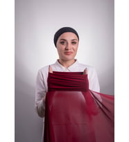 Bordo Pratik Hazır Geçmeli Şal Şifon Boru Boneli 3001_16