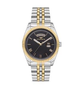 Ferro F11130A-D3 Quartz Çelik Altın/Gri Siyah Kadran 41 mm Erkek Kol Saati