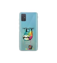 Samsung Galaxy A51 ile Uyumlu Splash Tembel Hayvan Tasarımlı Şeffaf Silikon Kılıf