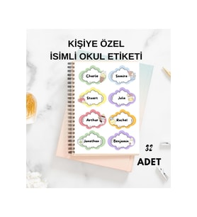 Kişiye Özel İsimli Okul Etiketi 32 Adet