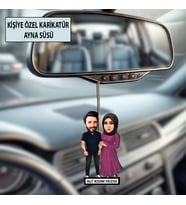 Sevgiliye Özel Karikatür Ayna Süsü – Sevgililer Günü Hediyesi Araç İçi Süs