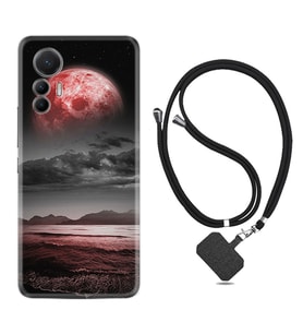 Xiaomi 12 Lite Kılıf Resimli Boyun Askılı İpli Desenli Silikon Series Red World 1836
