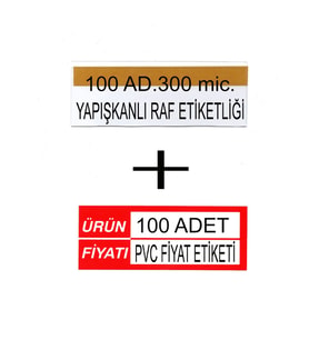 Pvc Arkası Yapışkanlı Raf Önü Fiyat Etiketliği + Silinebilir Fiyat Etiketi 100'lü Set