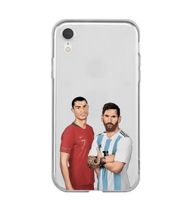 Iphone XR Uyumlu Cristiano Ronaldo & Lionel Messi Tasarımlı Şeffaf Telefon Kılıfı