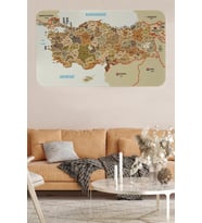 Eğitici Ve Öğretici Detaylı Komşulu Türkiye Haritası Duvar Sticker-60x105-3847