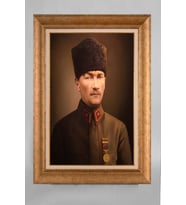 Altın Varaklı Paspartulu Çerçeveli Atatürk Tablo sd520