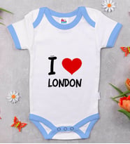 BK Kids I Love London Tasarımlı Mavi Bebek Body Zıbın - Model 1