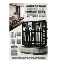 Profesyonel Barbekü Seti 29 Parça Çantalı - Paslanmaz Çelik Mangal Aletleri Tirbuşon 723133