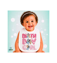 Bluey Doğum Günü Keten Bebek Mama Önlüğü – Yumuşak, Emici, Yıkanabilir, Özel Tasarım P028