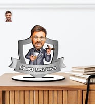 Kişiye Özel Big Boss - Patron Karikatürlü Ahşap Biblo (Çok Renkli)
