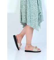 Apella 481-1 Elegant Günlük Kadın Düz Terlik (Bej)