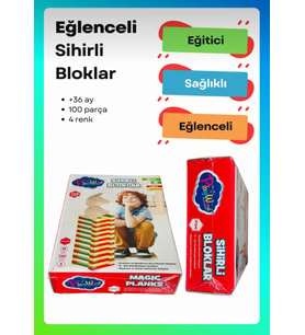 Sihirli Bloklar I Eğitici 100'lü Ve 4 Renkli Tahta Bloklar (Çok Renkli)