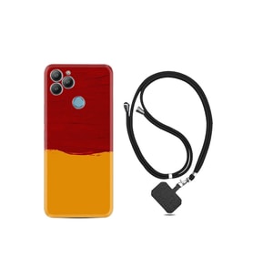 General Mobile Gm22 Plus Kılıf Silikon Desen Boyun Askılı Sarı Kırmızı Boya 1708