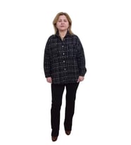 Channel Kumaş Oversize Gömlek - Renk Siyah Beyaz - Beden Standart (Siyah - Beyaz)