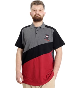 Mode XL Büyük Beden Erkek T-shirt Polo CLUB 23326 Antramelanj