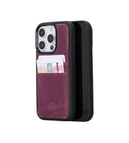 Bouletta Apple iPhone 15 Pro Uyumlu Deri Arka Kapak FXCP CZ7 (Mor)