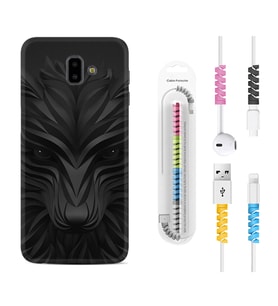 Samsung J6 Plus J7 Prime J7 Pro M20 Kılıf Kablo Koruma Spiral Silikon Black Fox 1325