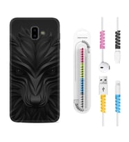 Samsung J6 Plus J7 Prime J7 Pro M20 Kılıf Kablo Koruma Spiral Silikon Black Fox 1325