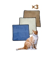 3 Adet Yumuşak Dokulu Peluş Kedi Halısı 40x40 cm Kulübe İçi Pofuduk Minder (Çok Renkli-Lacivert)