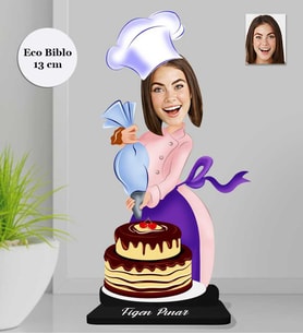 Kişiye Özel Pastacı Kadın Ahşap Eco Biblo -3