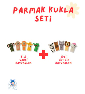 Vahşi Hayvanlar ve Çiftlik Hayvanları Parmak Kukla Seti 10'lu (Çok Renkli)