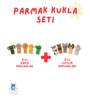 Vahşi Hayvanlar ve Çiftlik Hayvanları Parmak Kukla Seti 10'lu (Çok Renkli)