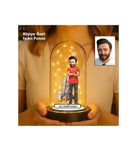 Kişiye Özel Erkek Karikatür Fanus  Meslek ve Hobi Temalı Işıklı Biblo