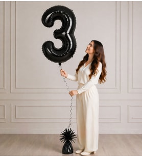 3 Rakamlı Siyah 100 cm Helyum Balon – Folyo Dev Parti Balonu